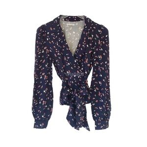 Reformation Claudette tie front floral blouse top
